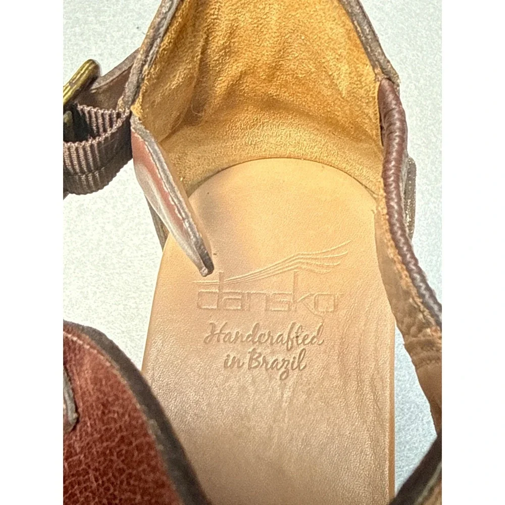 Dansko Limited Edition Sable Leather Wedge Peep-toe Sandal Brown Size 40/9 Chic